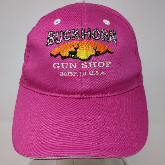Buckhorn Gun Shop Boise, ID U.S.A. Strapback Baseball Cap Pink One Size Otto - Picture 2 of 9